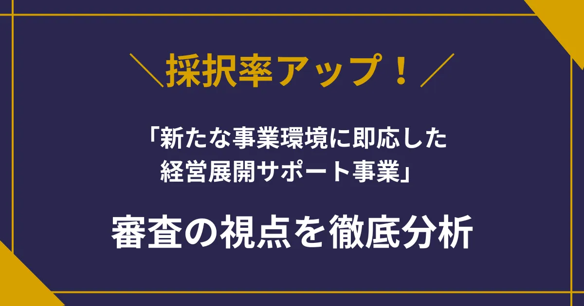 採択率アップ!「新たな事業環境に即応した経営展開サポート事業」審査の視点を徹底分析