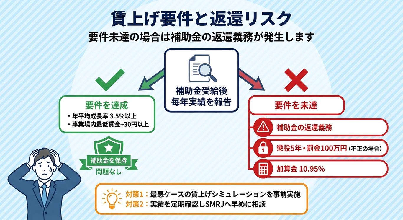 賃上げ要件未達時の返還リスクと対策フロー