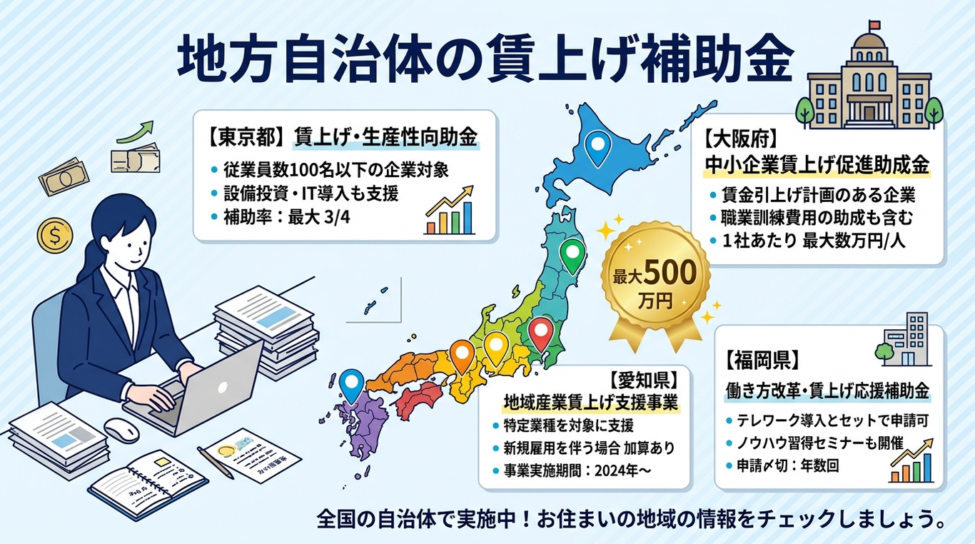 都道府県・市区町村の賃上げ補助金の探し方と国の制度との組み合わせ方法