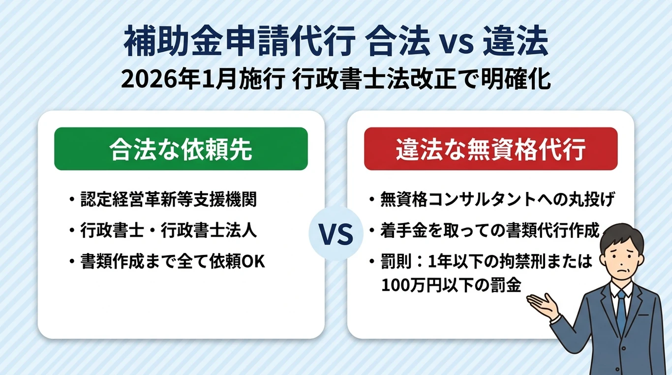 補助金申請代行 合法と違法の違い